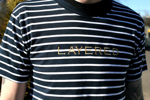 "layered" striped tee shirt